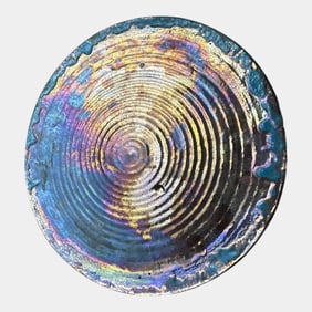 Pewabic Detroit 1920s Art Pottery Large 15" Red Blue Drip Iridescent Charger