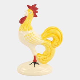Metlox Poppytrail California Art Pottery White Yellow Rooster Figurine Mold 1827