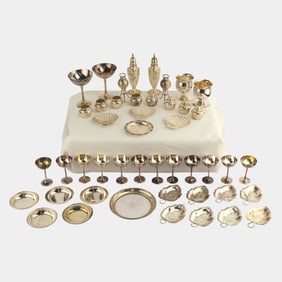 Kichigoro Uyeda Japanese Sterling Silver Tableware Set Total Weight 56.5 Oz