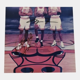 Dennis Rodman Scotty Pippin And Michael Jordan Triple Signed "The Best Ever" 8x10 Photo COA