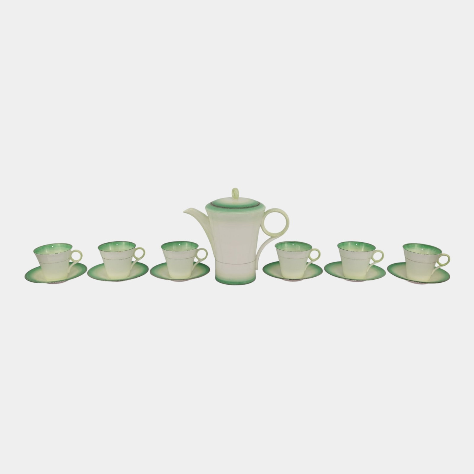Shelley China Regent Bands & Shades Six Cup & Saucer Tea Service With Teapot: We offer in house shipping on all items. Plus spend $2000 on winning bids on qualified items and your shipping is free. Shelley China Regent Bands & Shades Six Cup & Saucer Tea Service With Teapot Cle