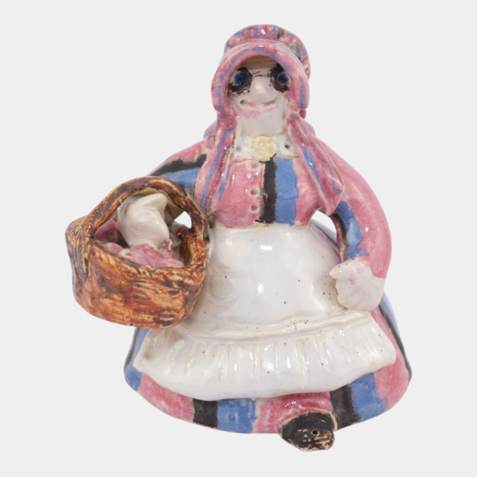 Overbeck 1911-1955 Vintage Art Pottery Hand Crafted Woman With Basket Figurine (1 of 6)