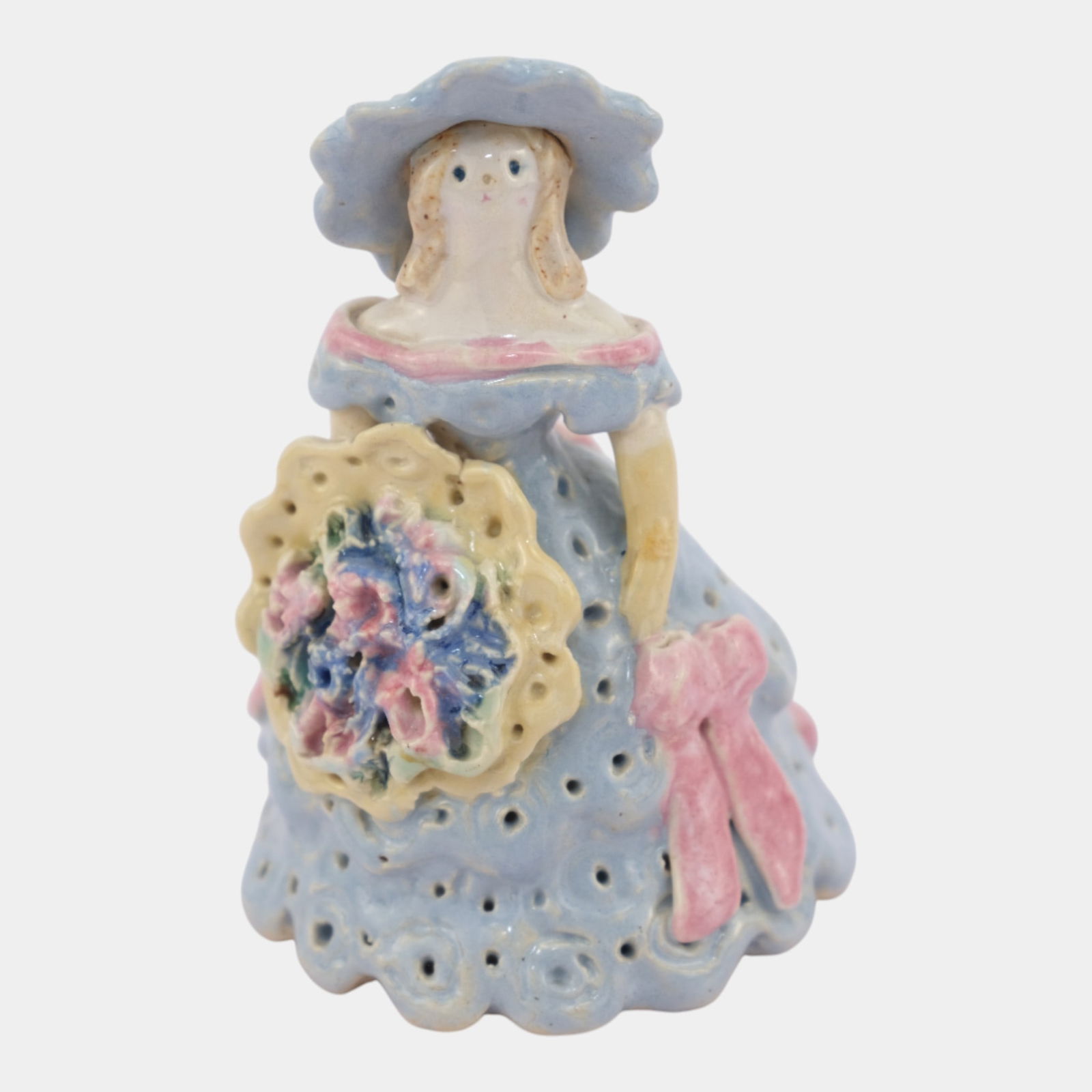 Overbeck 1911-1955 Vintage Art Pottery Hand Crafted Lady In Blue Dress Figurine: We offer in house shipping on all items. Plus spend $2000 on winning bids on qualified items and your shipping is free. Overbeck 1911-1955 Vintage Art Pottery Hand Crafted Lady In Blue Dress Figurine