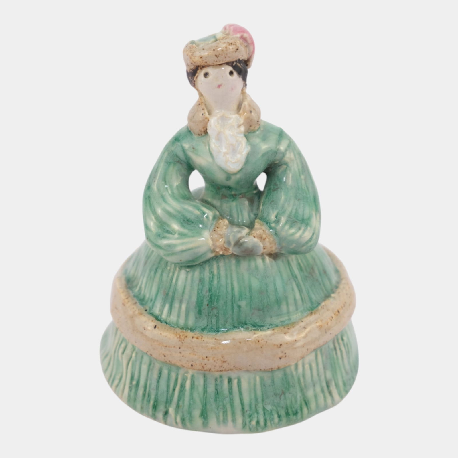 Overbeck 1911-1955 Vintage Art Pottery Hand Crafted Lady In Green Dress Figurine: We offer in house shipping on all items. Plus spend $2000 on winning bids on qualified items and your shipping is free. Overbeck 1911-1955 Vintage Art Pottery Hand Crafted Lady In Green Dress Figurin