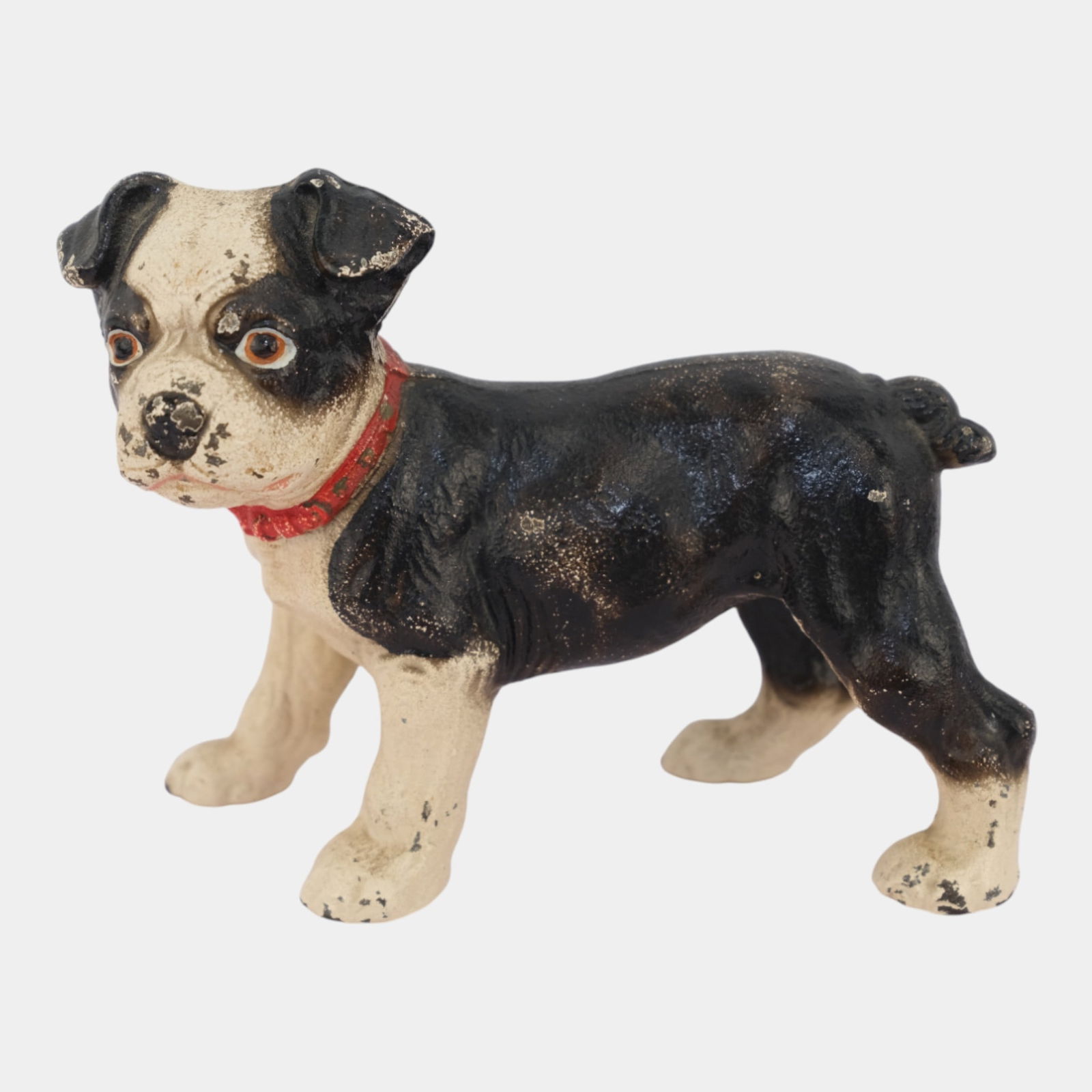 Hubley 1930s Cast Iron Black White Standing Boston Terrier Dog Bookend (1 of 6)