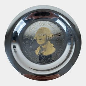 Franklin Mint Limited Ed. Sterling Silver 24K Gold Inlay George Washington Bowl