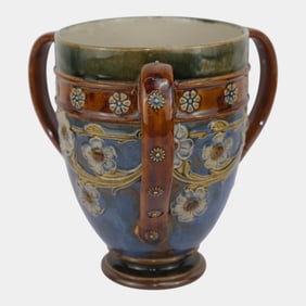 Royal Doulton English Arts Nouveau Triple Handle Tyg Floral Ceramic Vase 5011