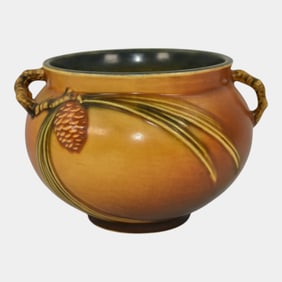 Roseville Pine Cone Brown 1936 Vintage Pottery Jardiniere Planter 632-4