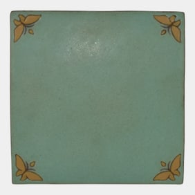 Van Briggle Vintage Pottery Teal Butterfly Ceramic Tile