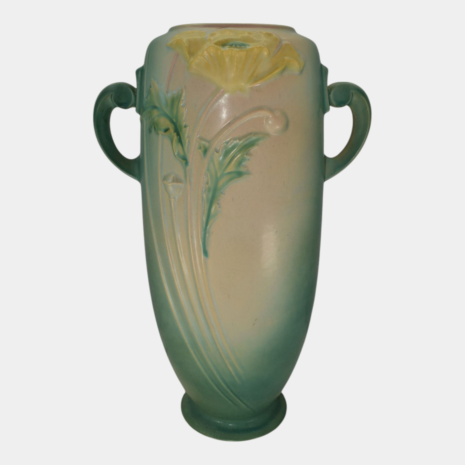Roseville Poppy Green Pottery Floor Vase 879-18 (1 of 6)