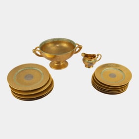 Royal Bavarian By Hutschenreuther Gold Gilt Silohouette Tableware Set Large Bowl