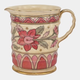 Charlotte Rhead For Crown Ducal English Art Pottery Pink Floral Art Deco Pitcher