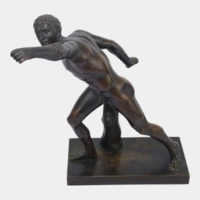 Borghese Gladiator 19th Century Bronze Figurine Italian Grand Tour Sculpture