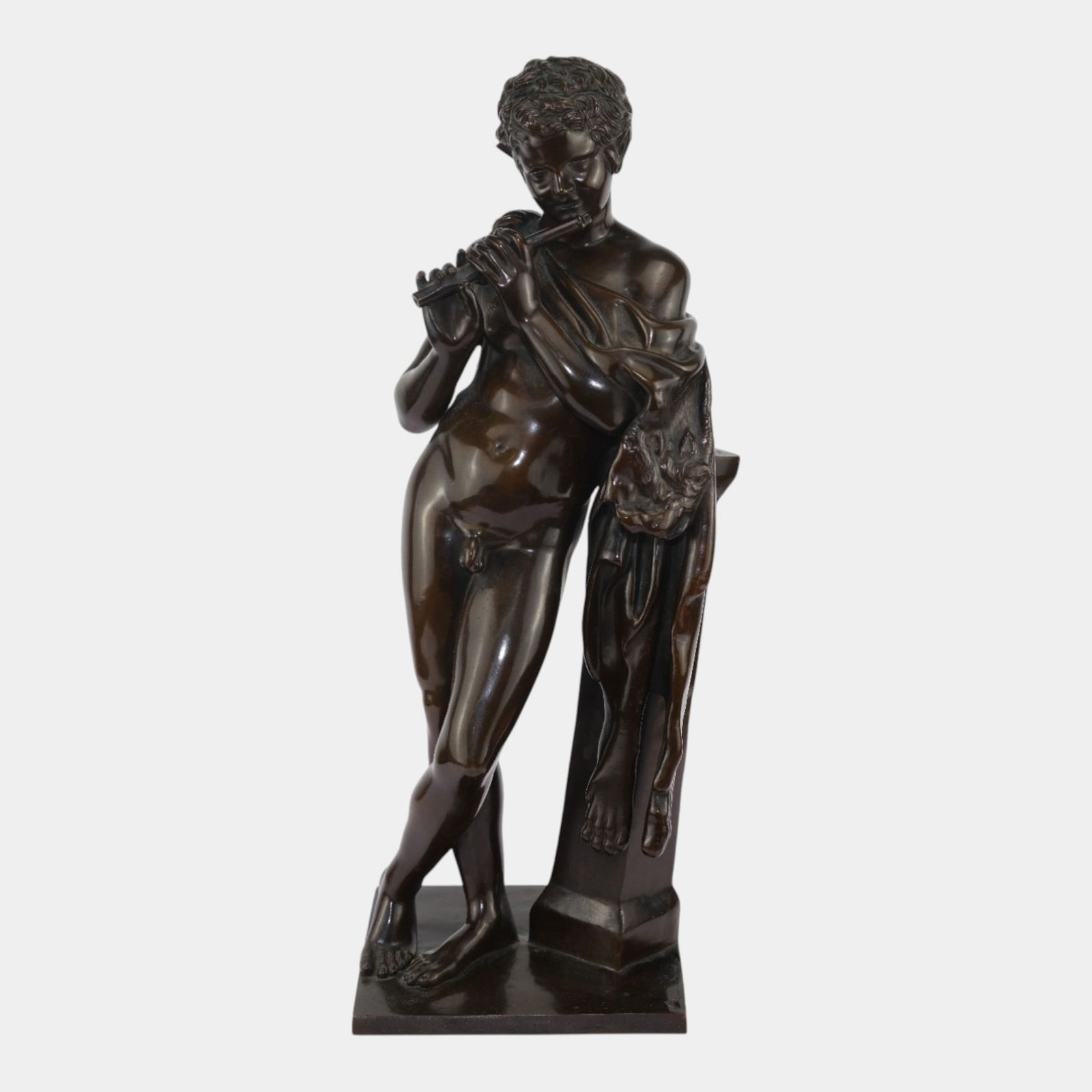 19th Century 20" Tall Bronze Sculpture Featuring Satyr Faun Playing A Flute (1 of 7)