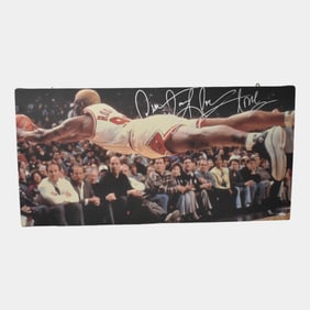 Chicago Bulls Dennis Rodman Hand Signed Action Shot Large Canvas JSA COA