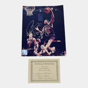 Chicago Bulls Green Hair Dennis Rodman 8x10 Signed Photo COA