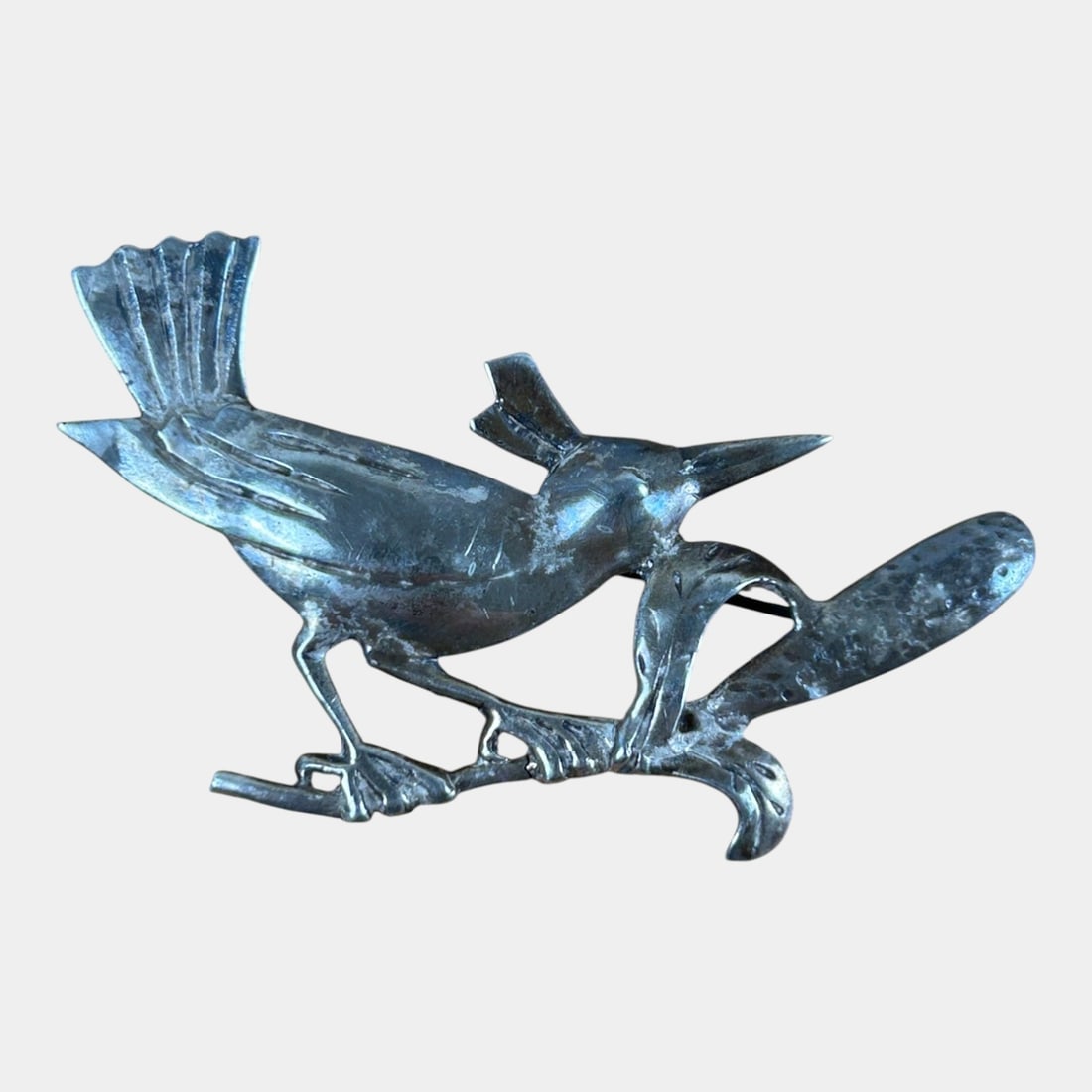 Sterling Silver 925 Vintage Handmade Stylized Bird On Branch Brooch (1 of 3)