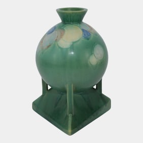 Roseville Futura 1928 Green Vintage Art Deco Pottery Balloons Globe Vase 404-8