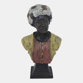 20th Century Male Bedouin Polychrome Bronze Figural Bust