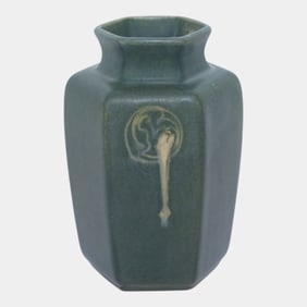 Roseville Rosecraft Hexagon 1925 Green Vintage Art Pottery Ceramic Vase 267-5