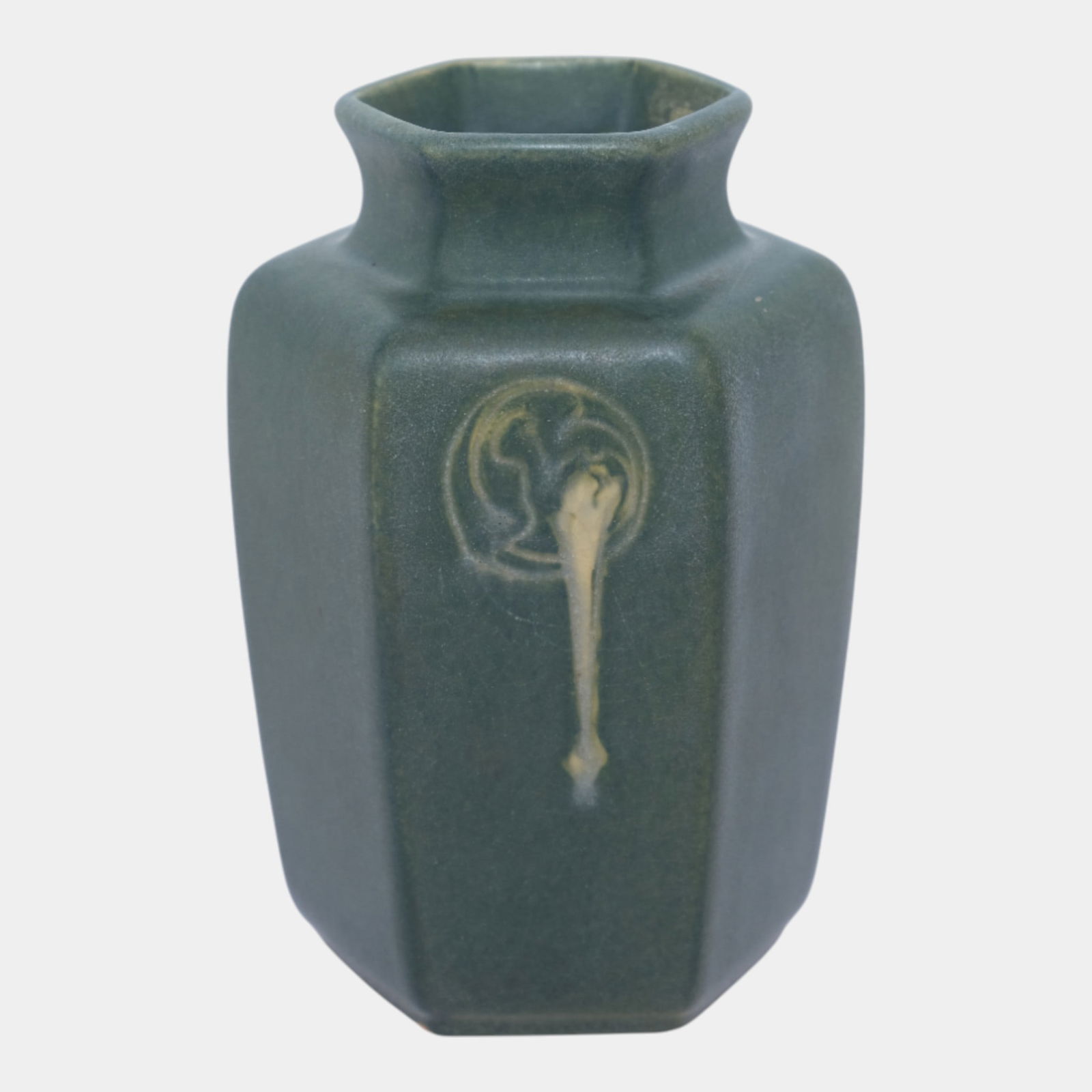 Roseville Rosecraft Hexagon 1925 Green Vintage Art Pottery Ceramic Vase 267-5 (1 of 6)