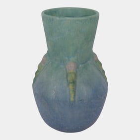 Roseville Topeo 1934 Blue Vintage Art Deco Pottery Ceramic Flower Vase 658-7