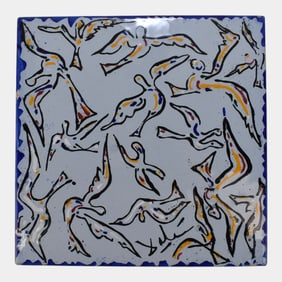 Salvador Dali For Maurice Duchin Spanish 1954 Art Pottery "Birds" Ceramic Tile