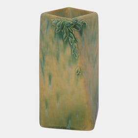 Roseville Futura 1928 Green Vintage Art Deco Pottery Ceramic Twist Vase 398-6