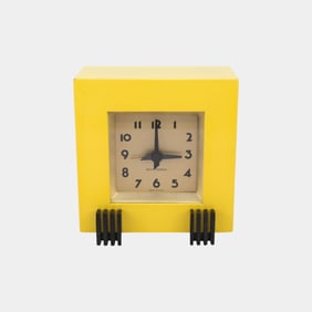 Seth Thomas USA Art Deco Bright Yellow Painted Wooden Case Electric Clock