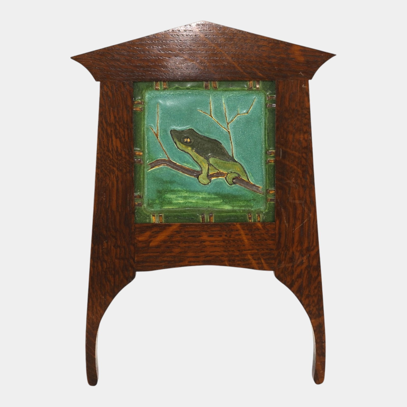 Ephraim Faience Art Pottery Framed Art And Crafts Tree Frog Tile (1 of 2)