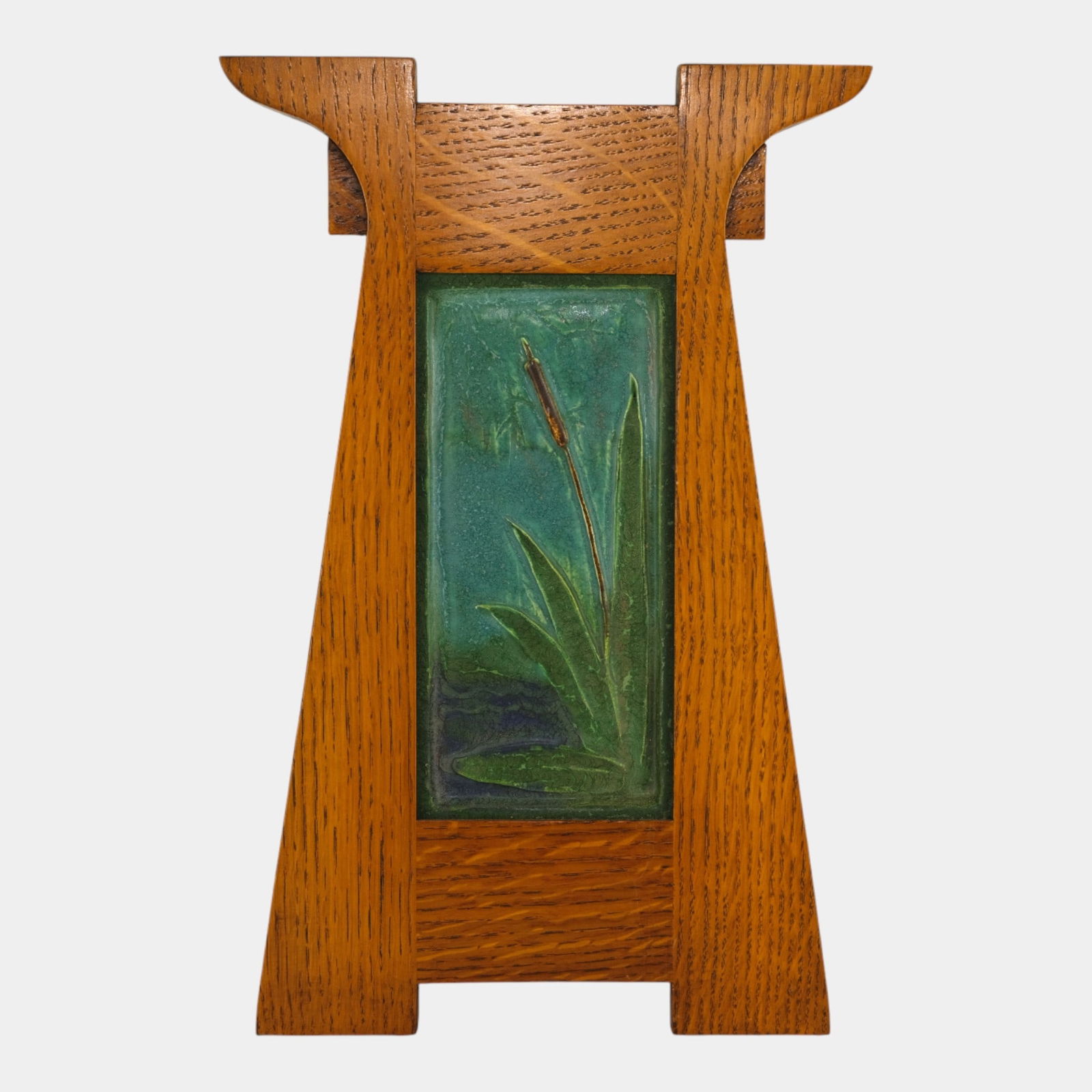 Ephraim Faience Art Pottery Waterside Cattail Arts And Crafts Framed Tile (1 of 2)