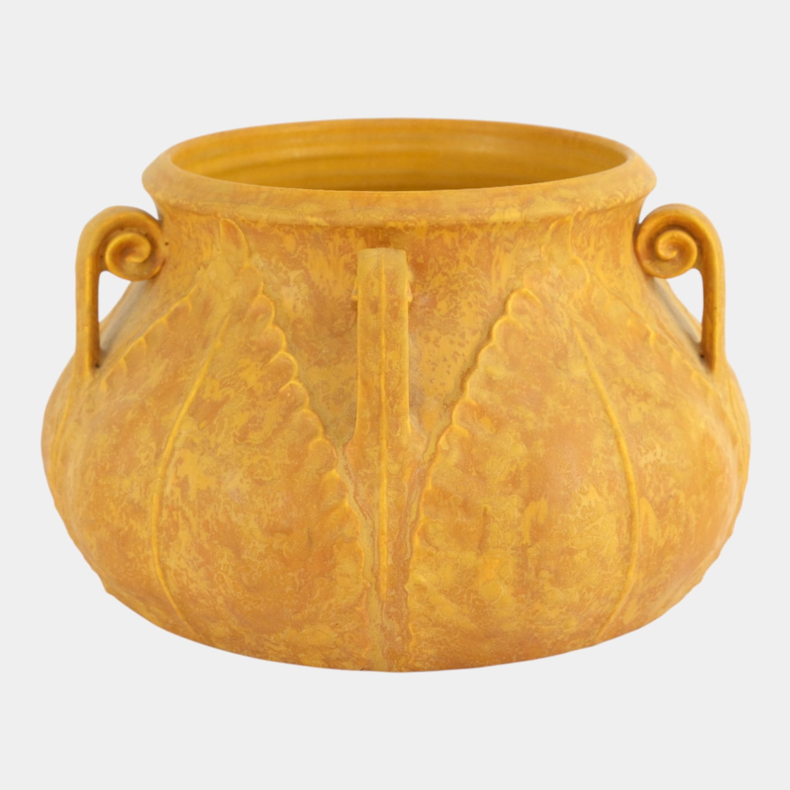 Ephraim Faience 2004 Arts And Crafts Yellow Fiddlehead Pottery Jardiniere (1 of 3)