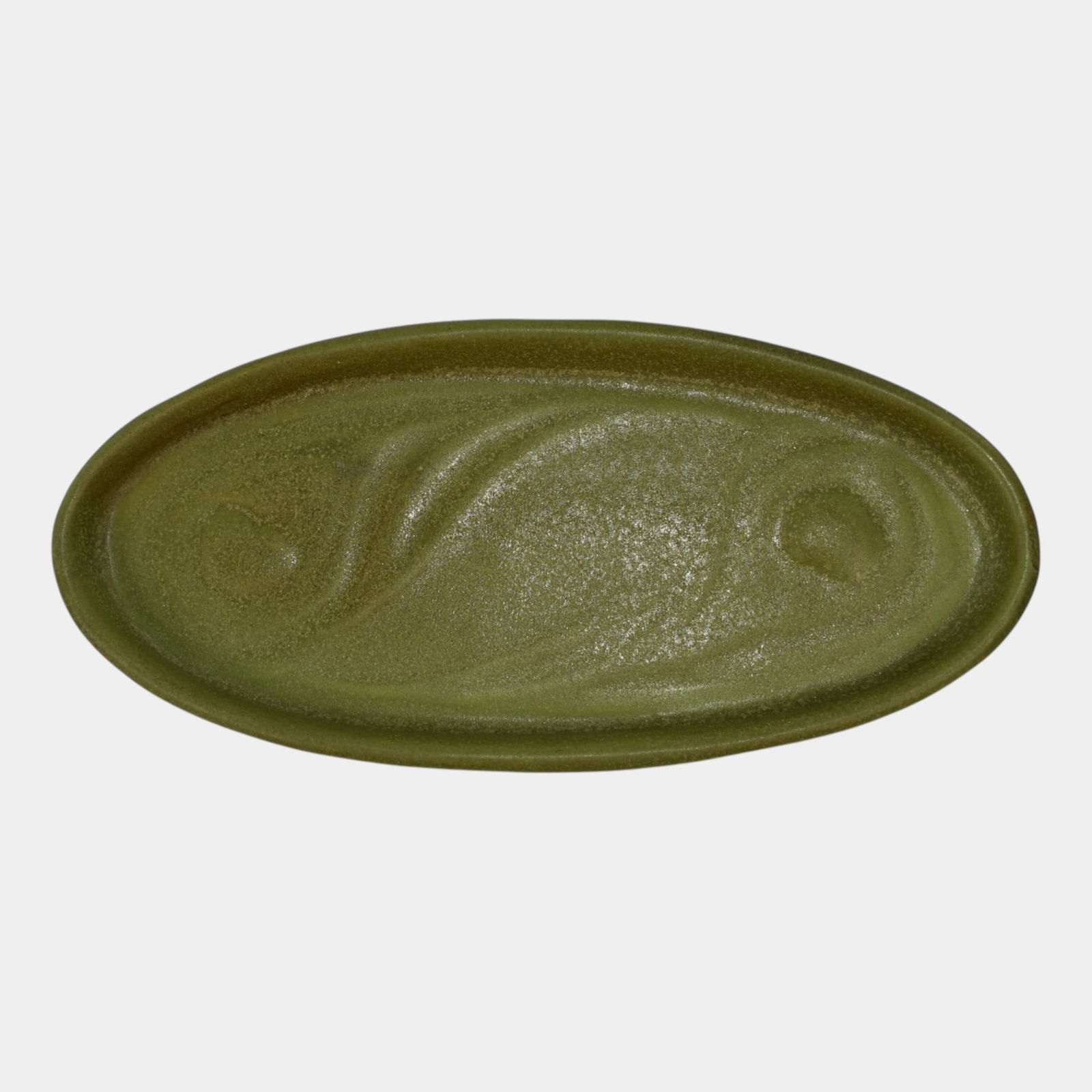 Valentien Pottery 1911-1914 California Matte Green Peacock Feathers Tray (1 of 6)