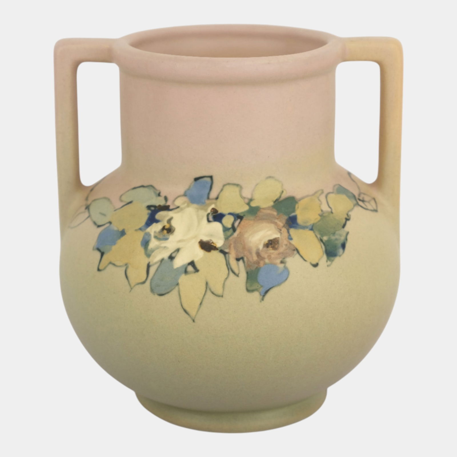 Weller Hudson 1920s Vintage Art Pottery Hand Painted Floral Vase Pillsbury (1 of 3)