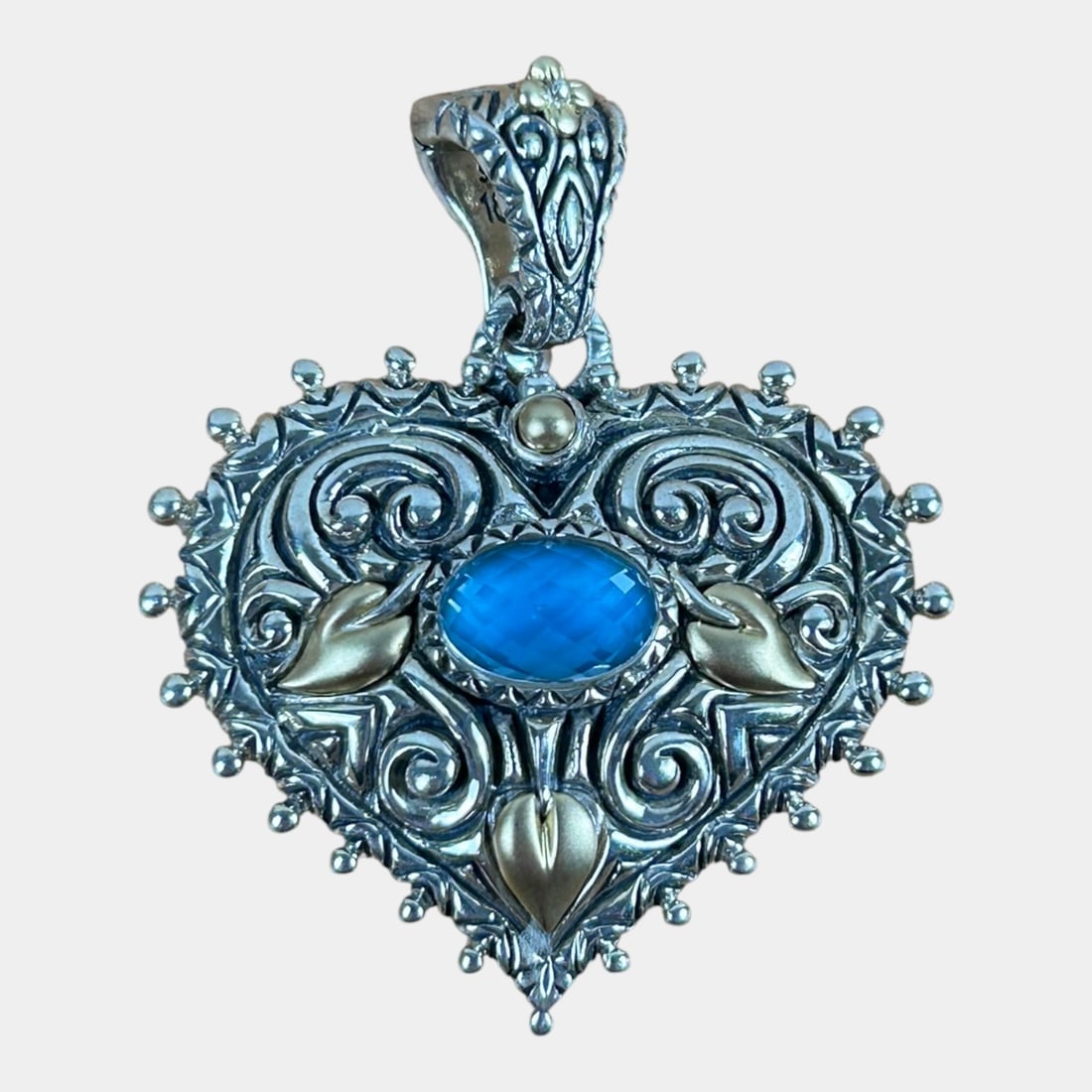 Barbara Bixby 18K Gold & 925 Sterling Silver Heart Pendent With Blue Stone (1 of 2)