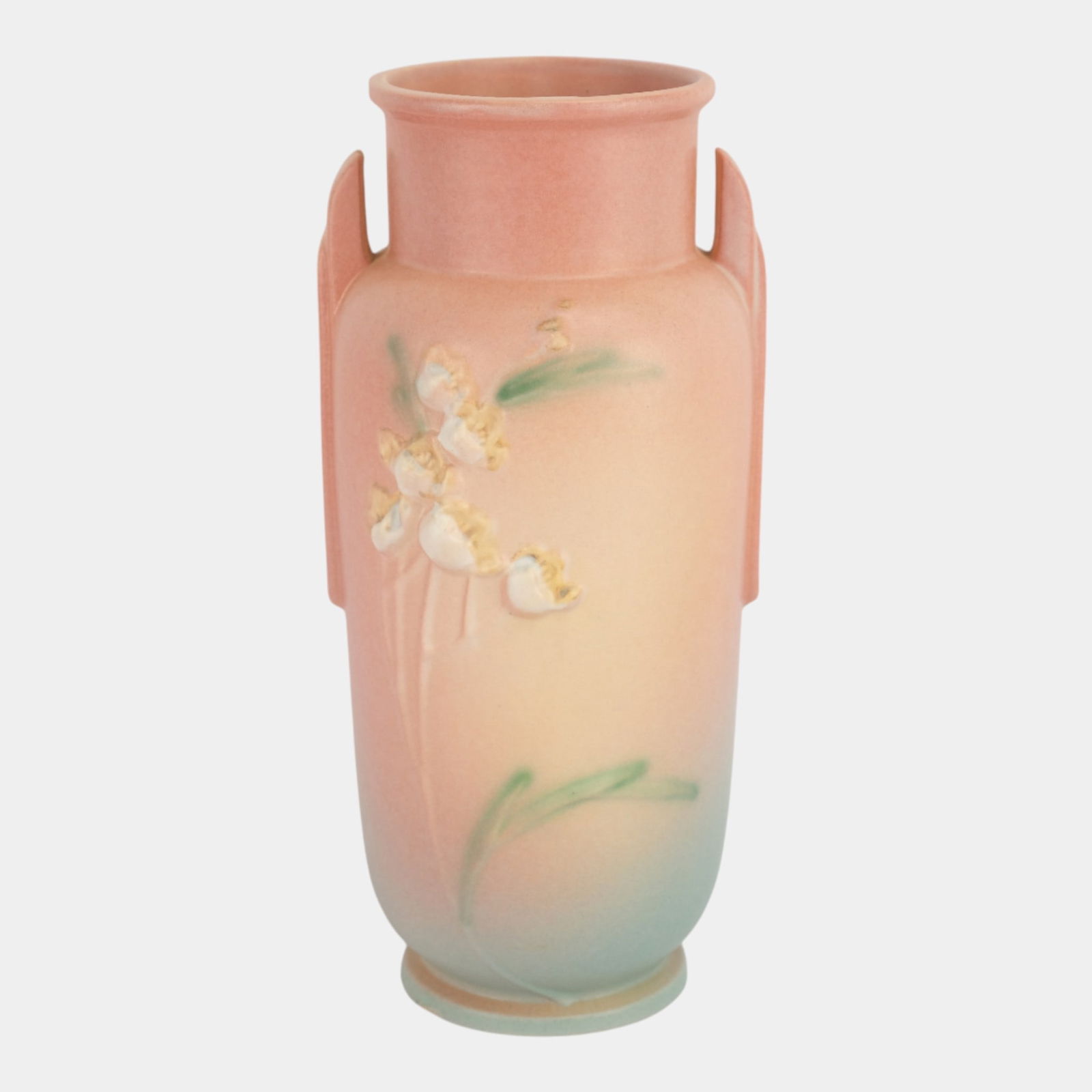 Roseville Ixia Pink 1937 Vintage Art Deco Pottery Ceramic Handled Vase 862-10 (1 of 3)