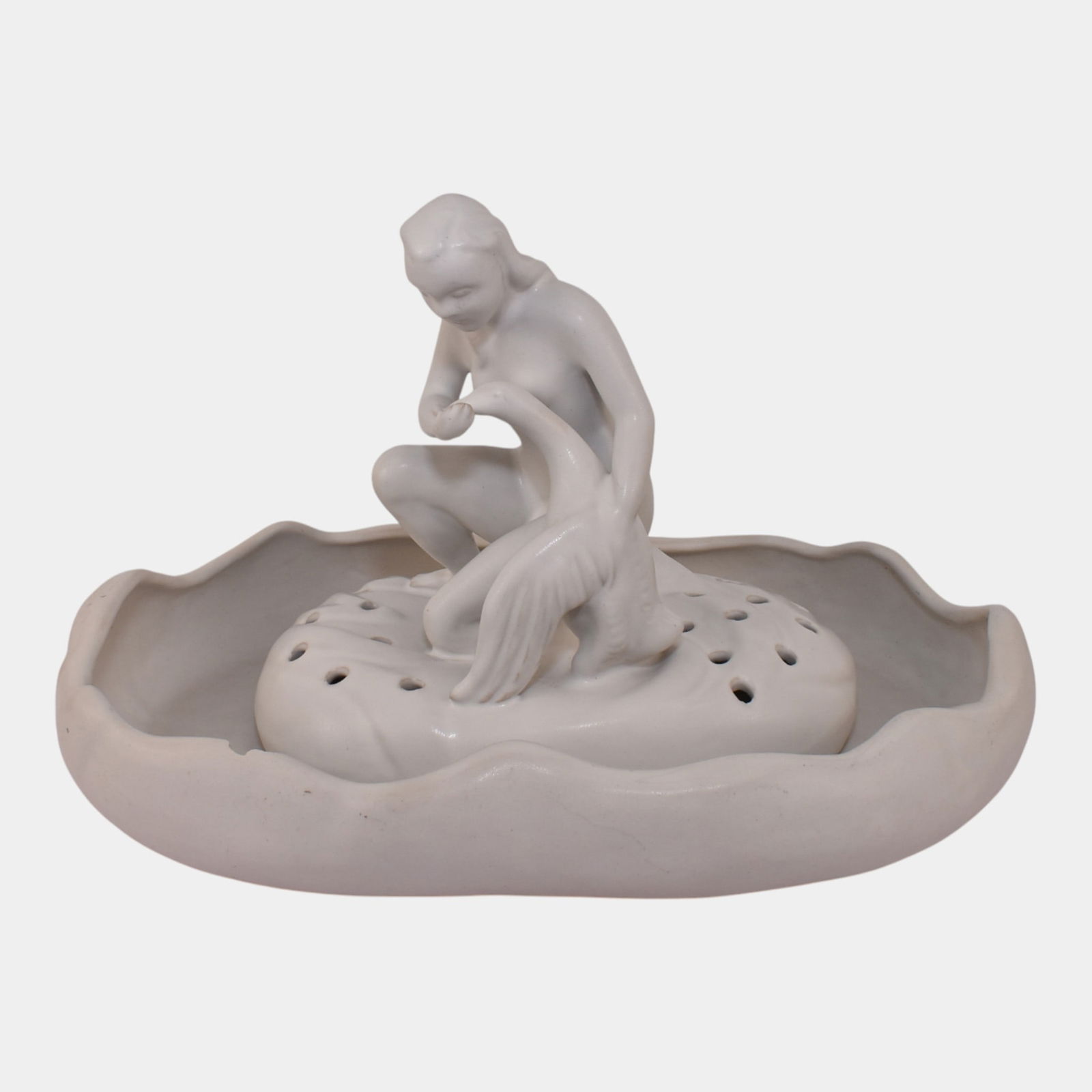 Van Briggle Pottery 1940s Water Nymph Flower Frog And Oval Bowl (1 of 7)