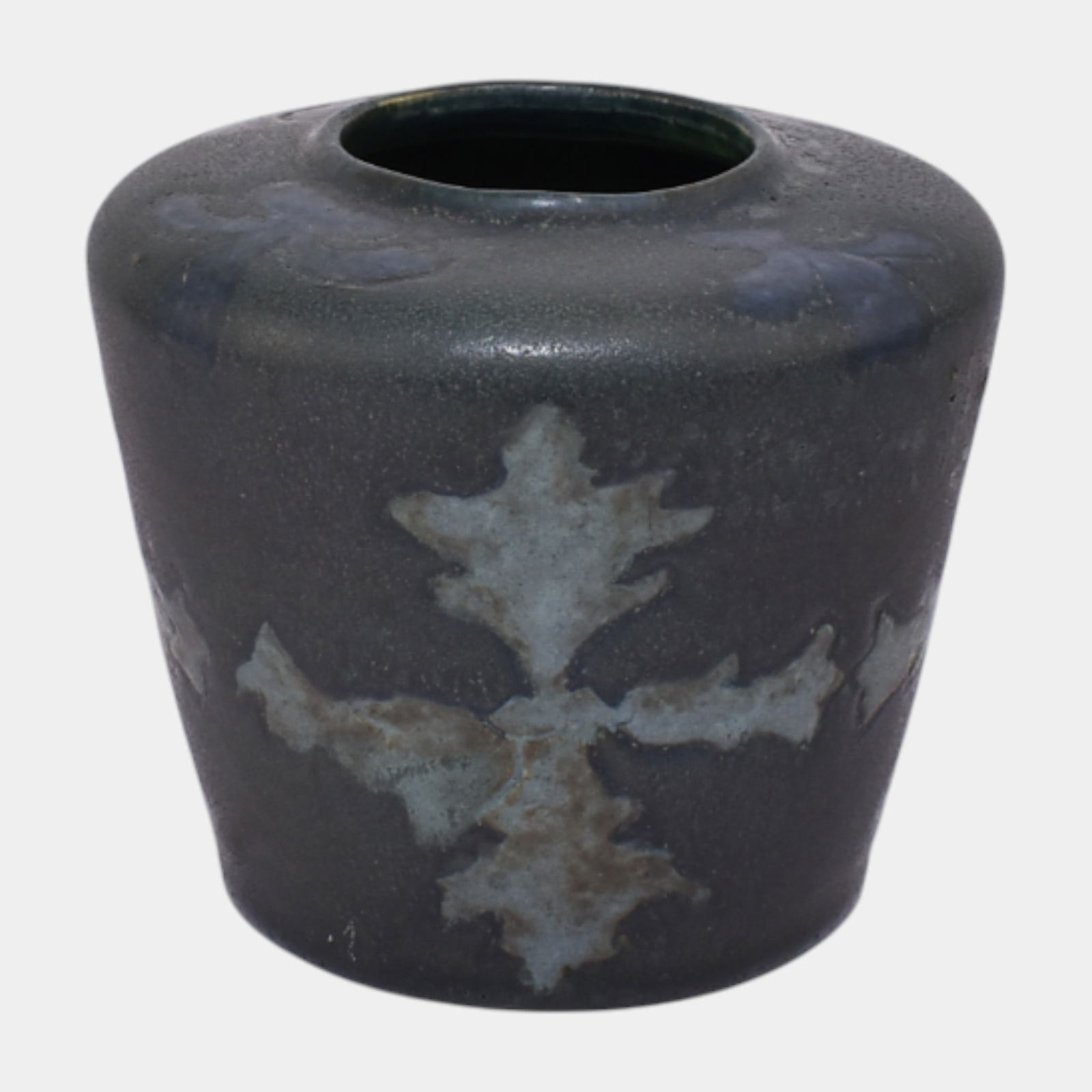 Zark 1900s Vintage Arts And Crafts Pottery Hand Carved Decorated Blue Vase (1 of 3)