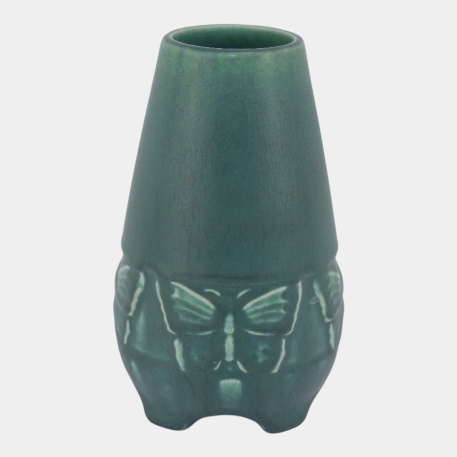 Rookwood 1925 Vintage Arts And Crafts Pottery Green Butterfly Ceramic Vase 2072 - 3