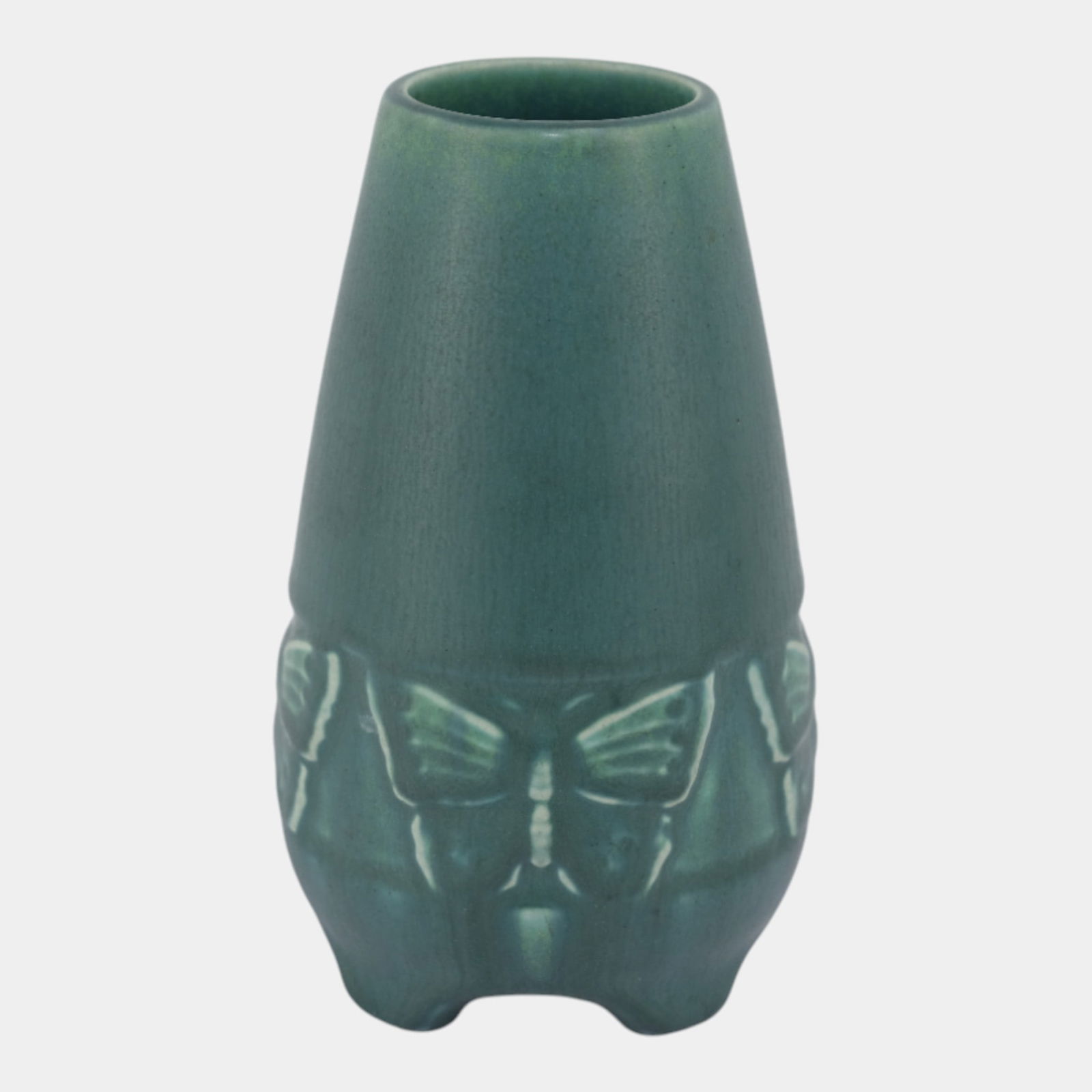 Rookwood 1925 Vintage Arts And Crafts Pottery Green Butterfly Ceramic Vase 2072 - 4