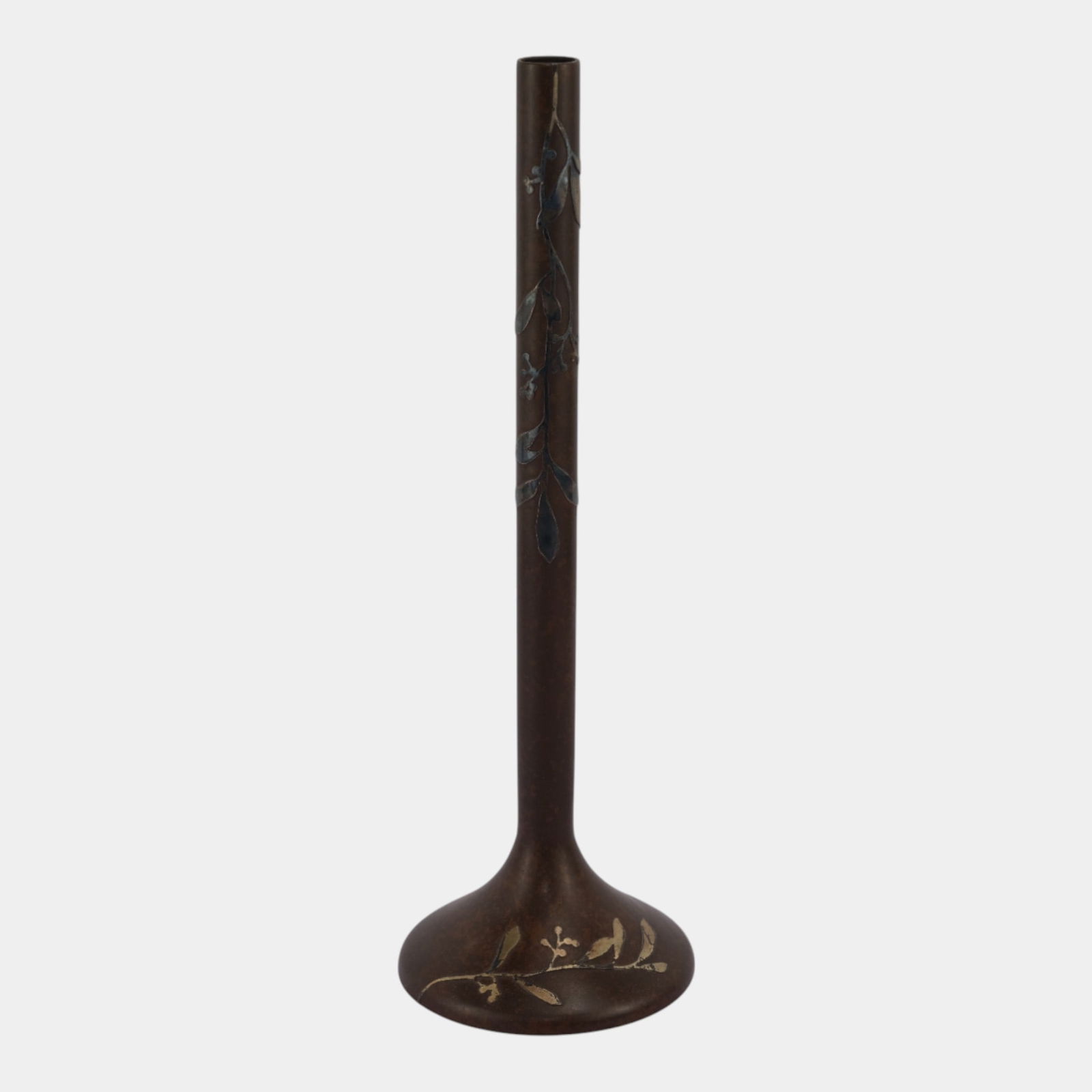 Heintz 1910s Arts And Crafts Sterling Silver Overlay On Bronze Bud Vase 3684 (1 of 6)