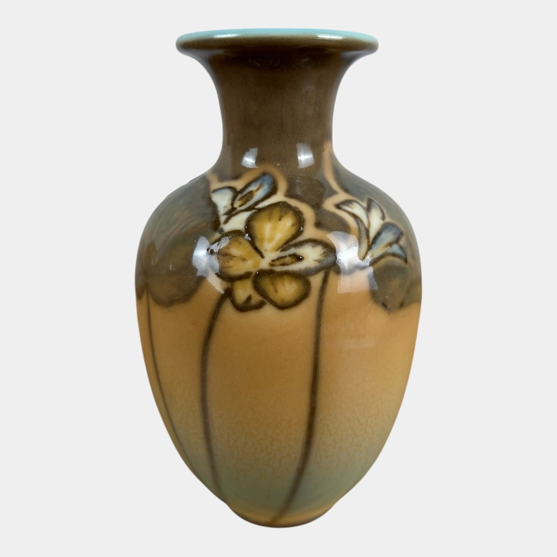 Rookwood Pottery 1934 Arts And Crafts Jeweled Porcelain Vase Shirayamadani: Rookwood Pottery 1934 Arts And Crafts Jeweled Porcelain Vase Shirayamadani Warmly toned and delicately decorated, this Arts & Crafts era Rookwood vase features a softly rounded ovoid form with hand-pa