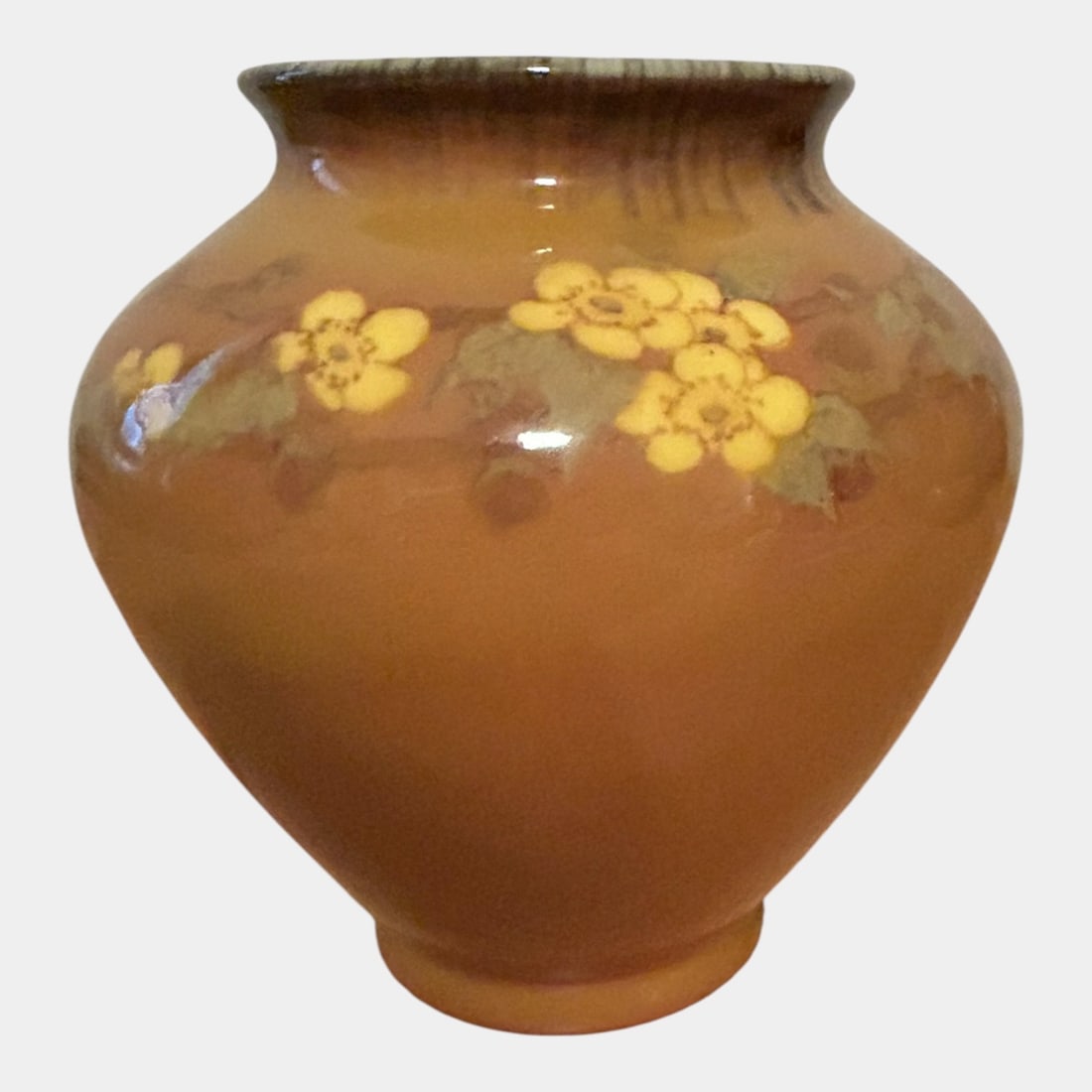 Rookwood Pottery 1925 Yellow Tint Glaze Floral Banded Ceramic Vase 2831 Sax - 2