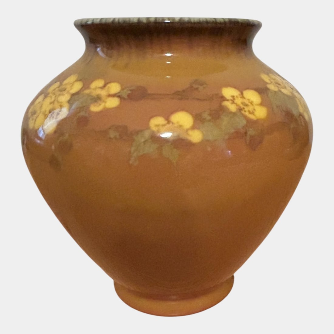 Rookwood Pottery 1925 Yellow Tint Glaze Floral Banded Ceramic Vase 2831 Sax - 3