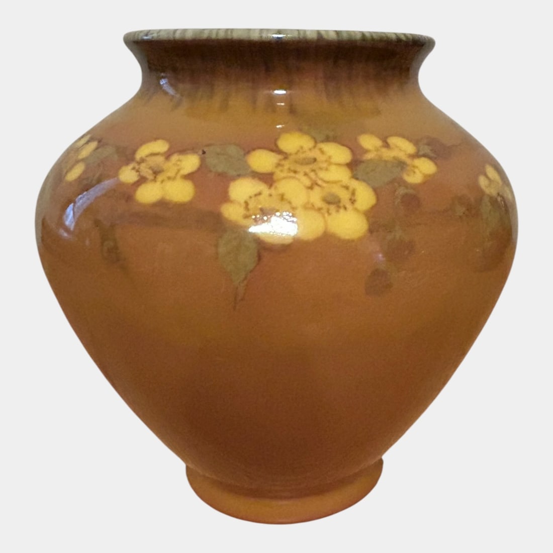 Rookwood Pottery 1925 Yellow Tint Glaze Floral Banded Ceramic Vase 2831 Sax - 4