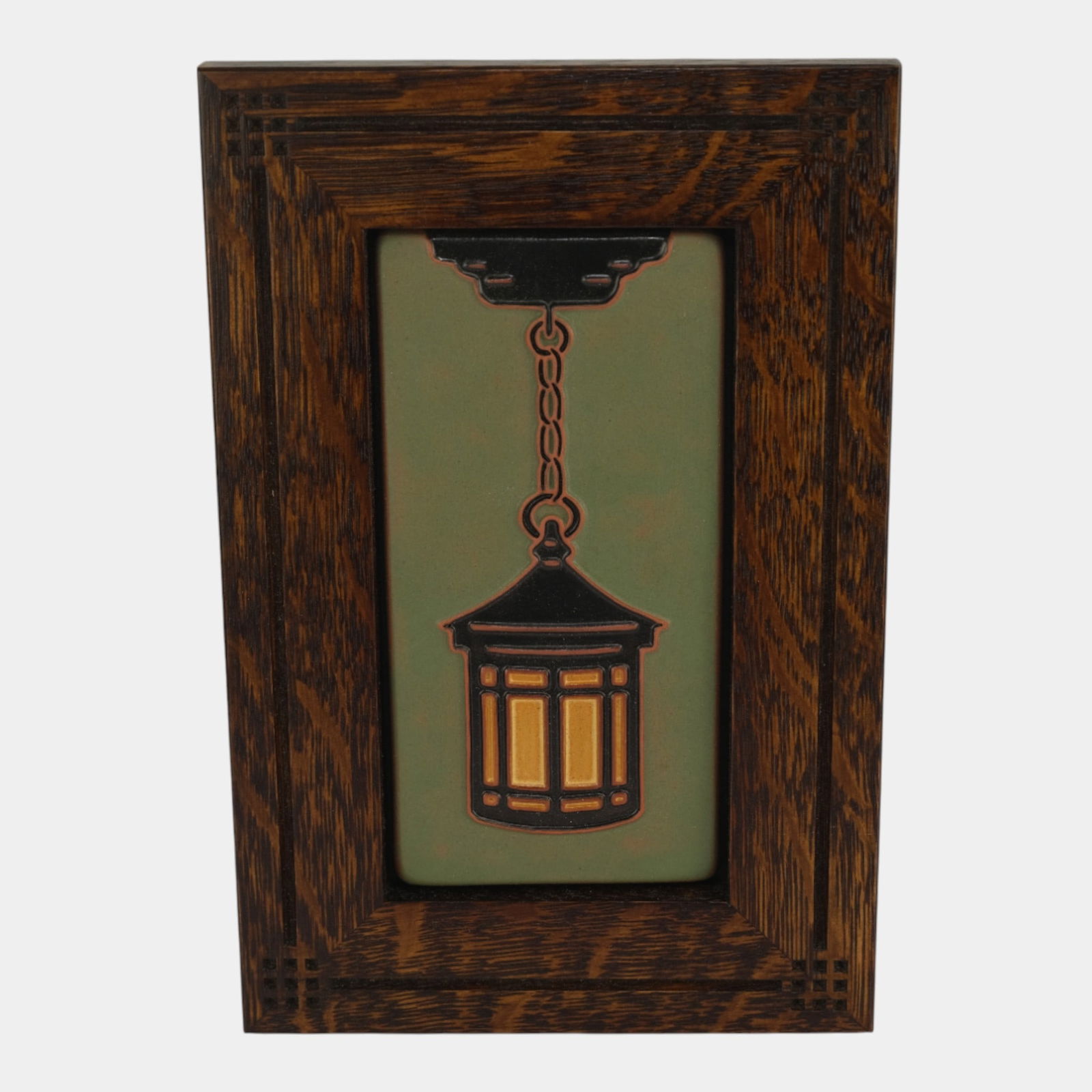 Mission Guild Studio Arts And Crafts Framed Hanging Lantern Art Pottery Tile (1 of 2)