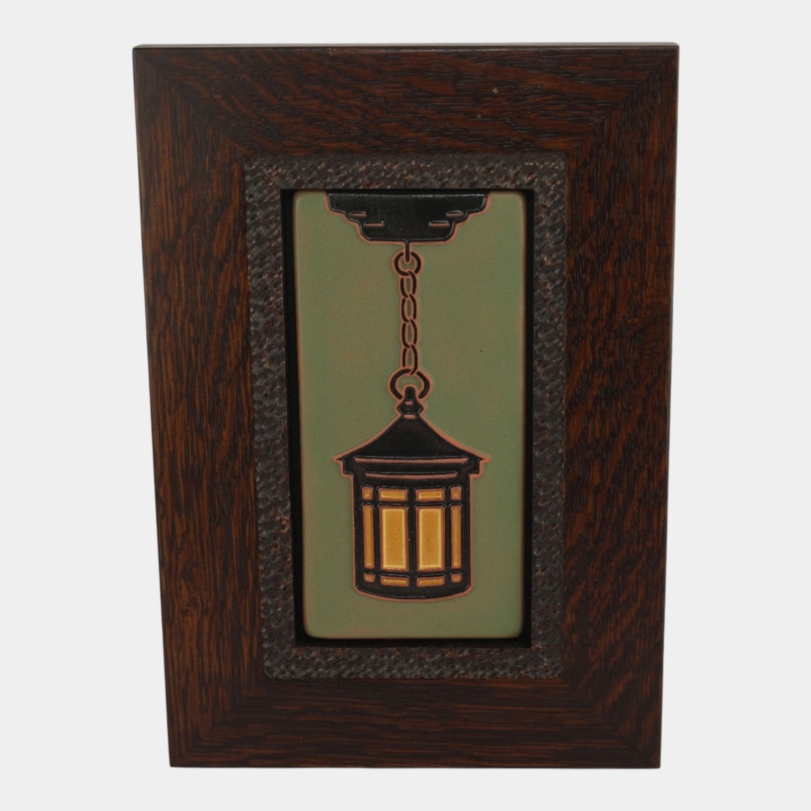 Mission Guild Studio Arts And Crafts Framed Hanging Lantern Art Pottery Tile (1 of 2)