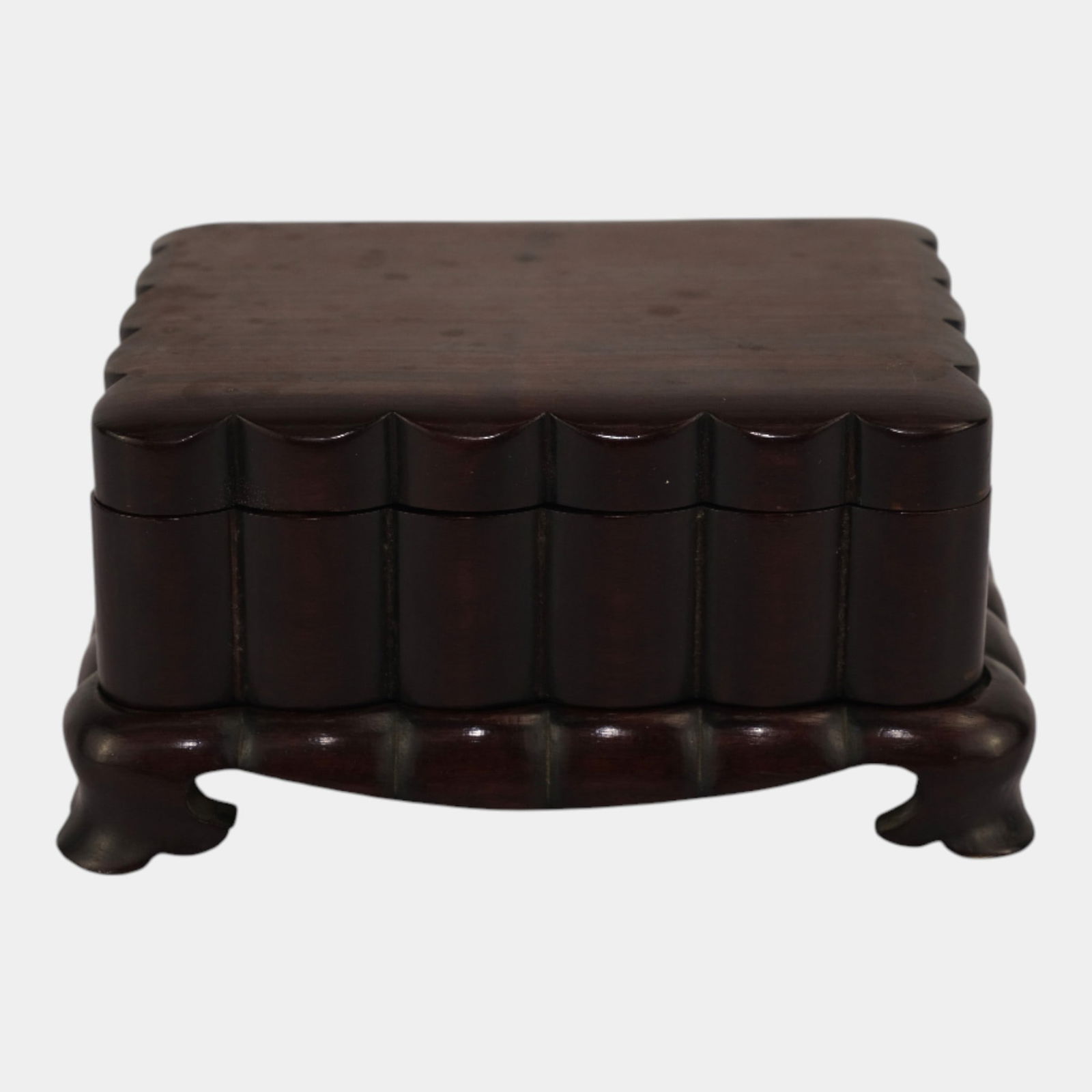 Vintage Chinese Carved Wood Scholars Four Footed Base With Lobed Box (1 of 3)