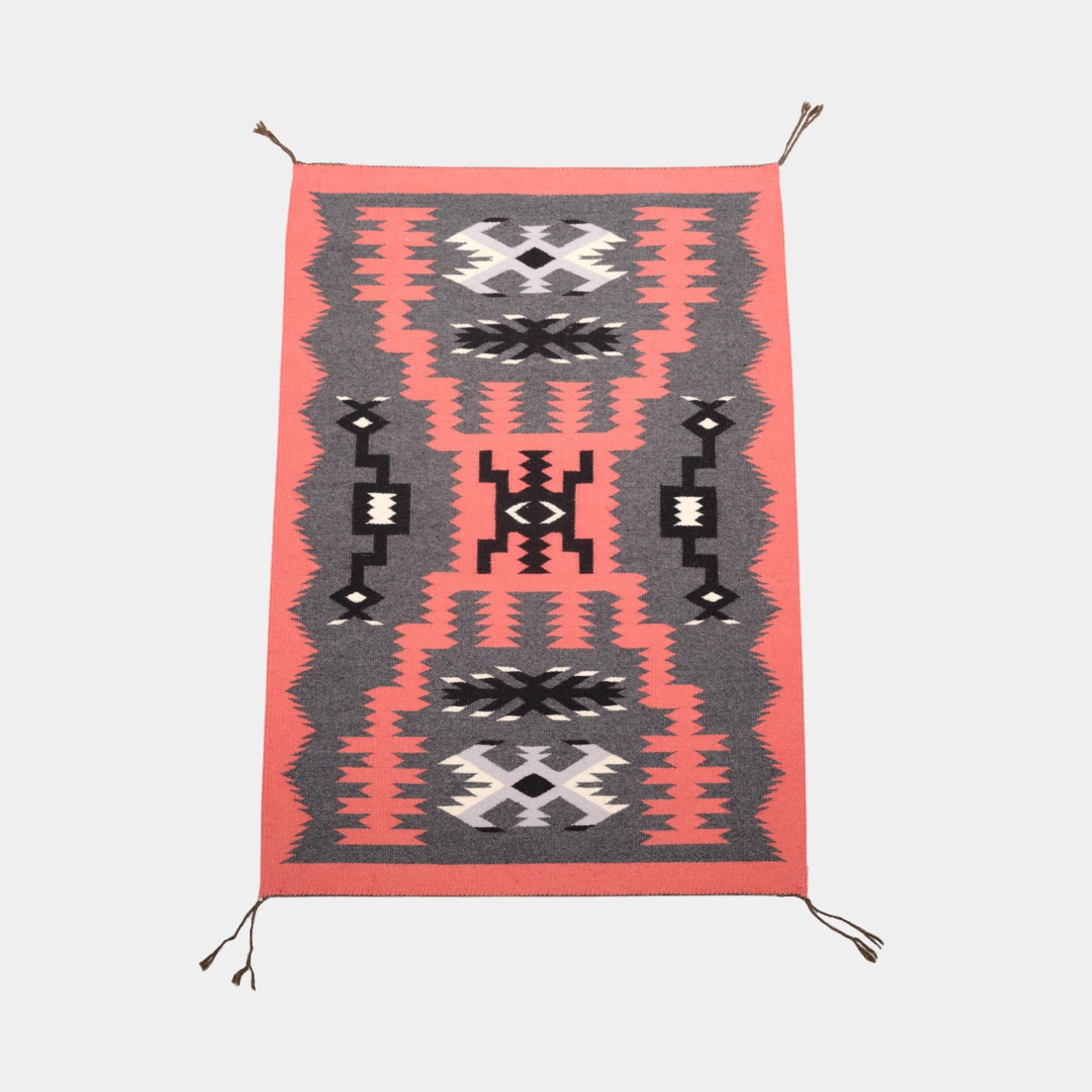 Navajo Hand Woven Red Black Geometric Kilim Pattern Weaving Rug (1 of 2)