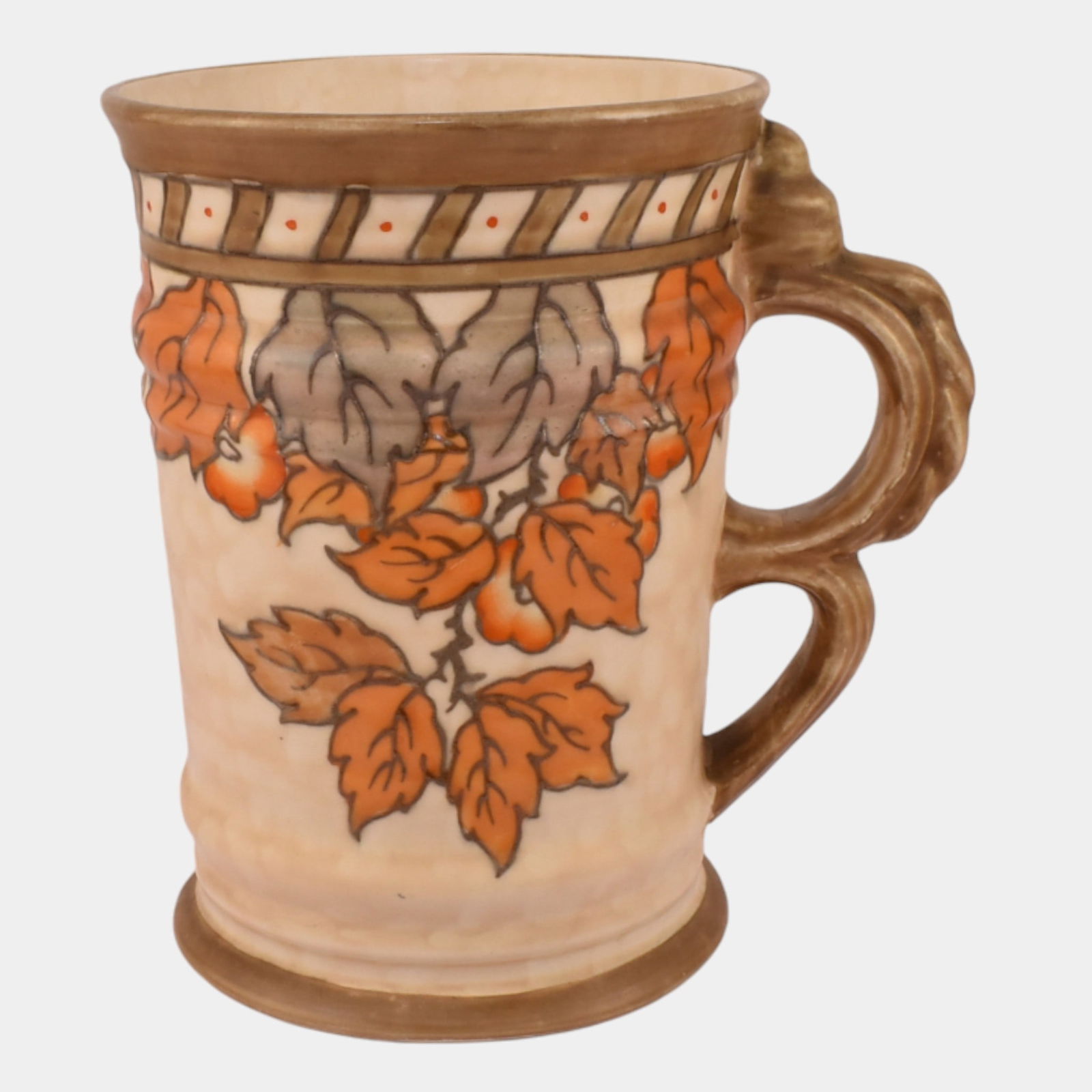 Charlotte Rhead For Crown Ducal Art Deco Tan Autumn Leaves Tankard Vase (1 of 3)
